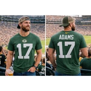 Nike‎ Green Bay Packers Davante Adams #17 T Shirt NFL Football Tee - Small